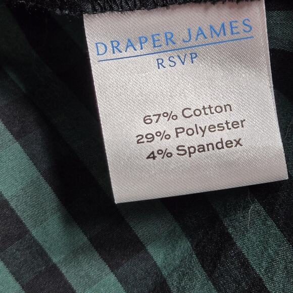 Draper James RSVP Gingham Ruffle Neck Blouse Women’s XL Green Black Check - Picture 10 of 11